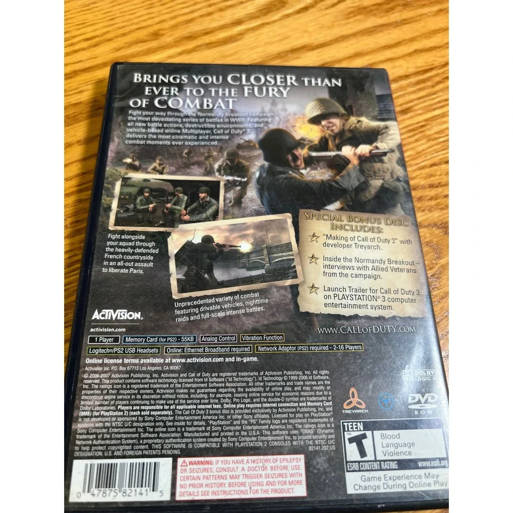 Call of Duty 3 Special Edition Greatest Hits PS2 PlayStation 2 w/ Bonus Disc